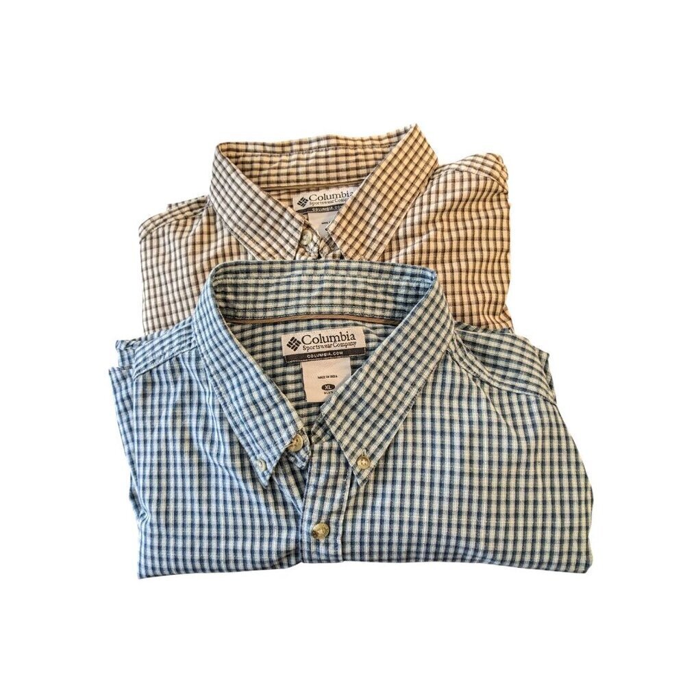 Bundle Of 2 Columbia Sportswear Mens Long Sleeve Plaid Button Down Shirt Size XL